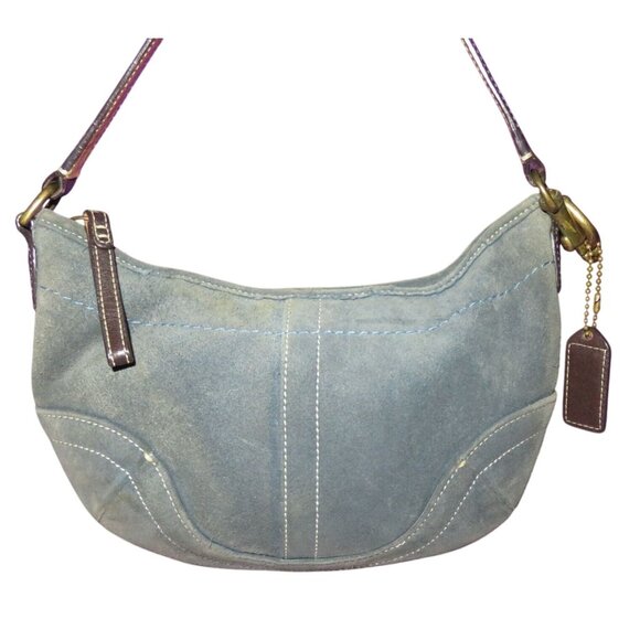 Coach 2004 Soho Suede & Leather Demi Hobo Handbag in Denim Gray Blue 4284 - Picture 1 of 12